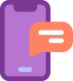 Purple phone with orange conversation logo