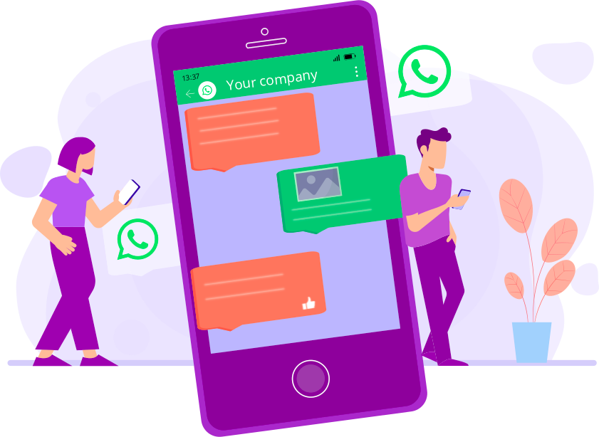 Phone showing two people chatting via WhatsApp offer