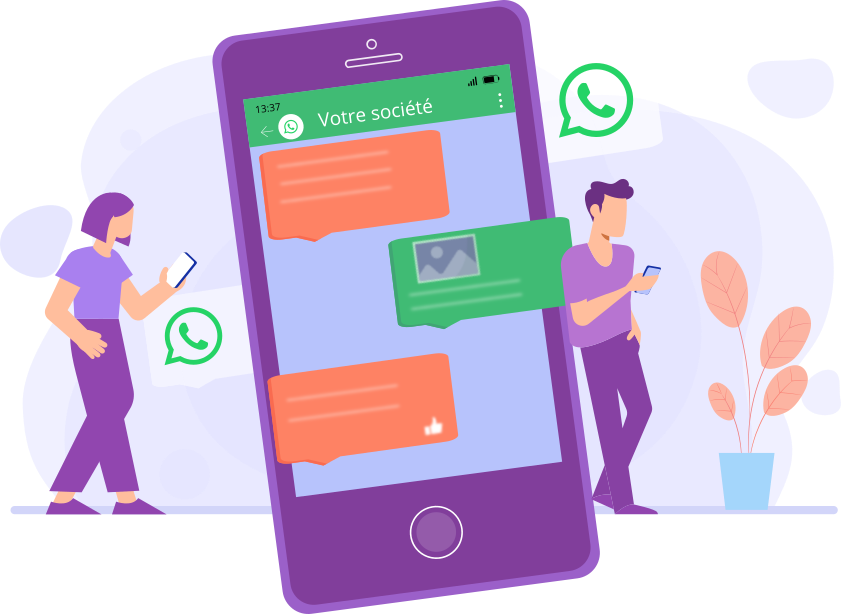 Téléphone montrant deux personnes qui discute par l'offre WhatsApp