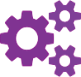 Trois engrenages violets représentant l'automatisation