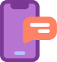 Téléphone violet avec logo de conversation orange