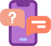 Purple phone with orange conversation logo